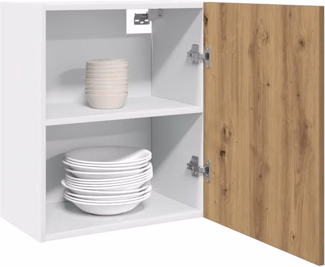 Berkfield Home Artisan Oak Hanging Kitchen Cabinets, 2 Piece Brown Wall Unit with Hinged Doors, W/D/H: 50 x 31 x 60 cm – 1