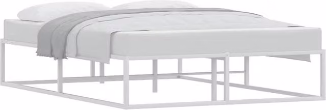 Berkfield Home Elegant Metal Bed Frame in White, W/D/H: 140 x 200 x 32.5 cm