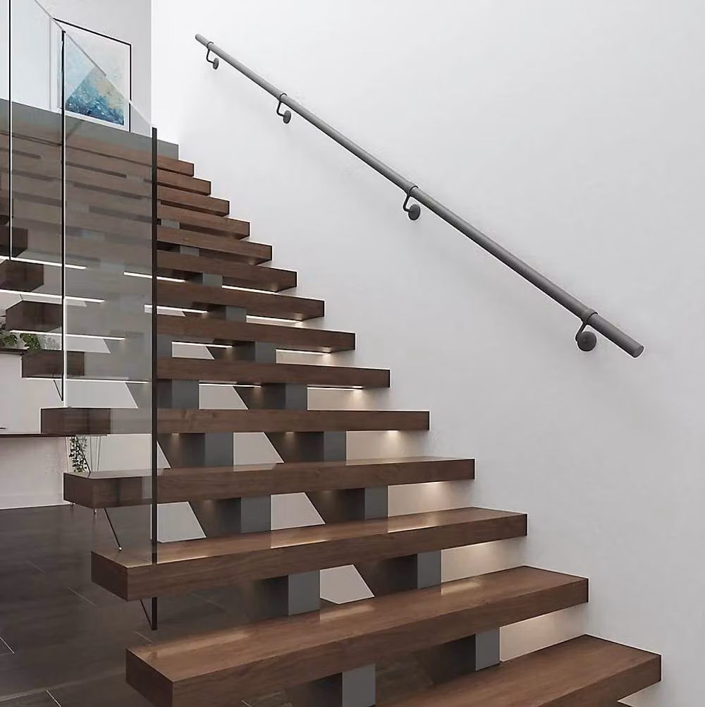 Forgeworks Textured Grey Steel Indoor Modern Stair Handrail Kit, 3.6m – 3
