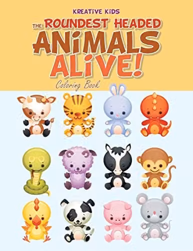 Kreative Kids The Roundest Headed Animals Alive! Colouring Book, Multicolour