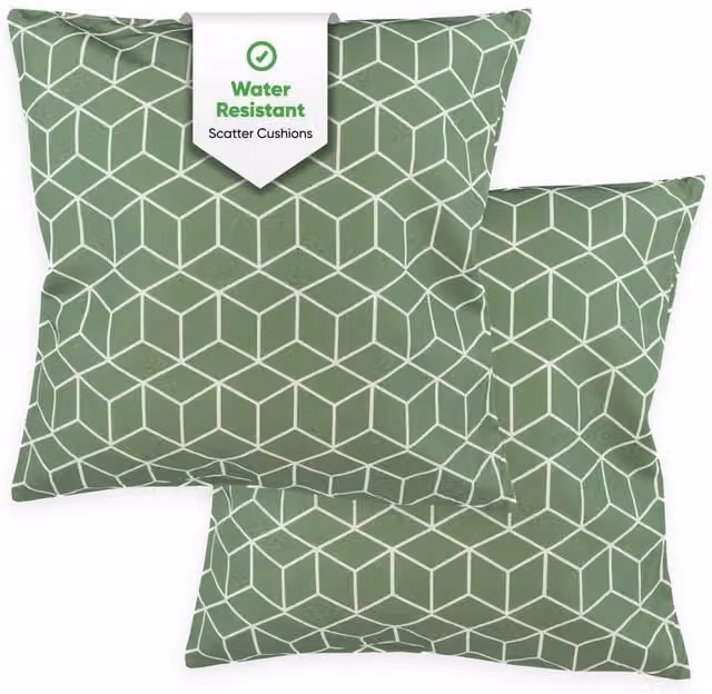 Gardenwize Pack of 2 Green Square Graphic Scatter Cushions – 1