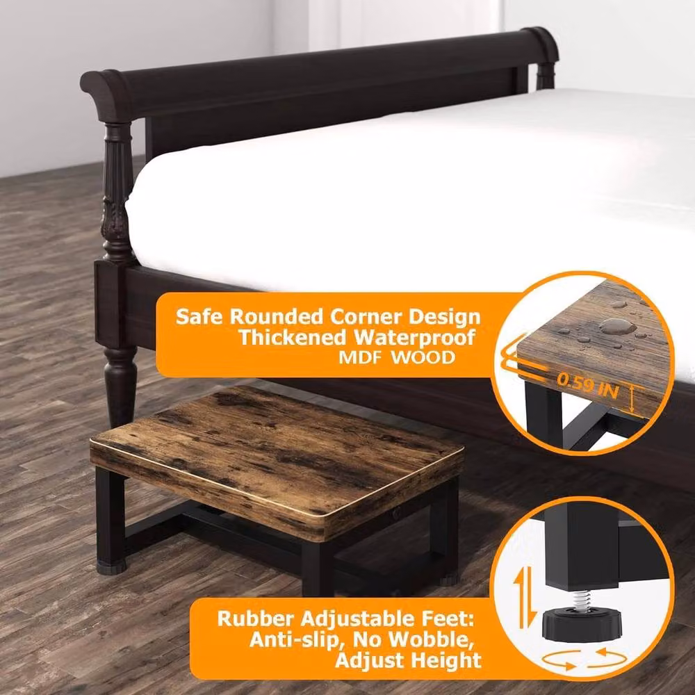 FLAVORA Heavy Duty Non-Slip Step Stool in Brown, W/D/H: 39 x 29 x 15 cm – 5