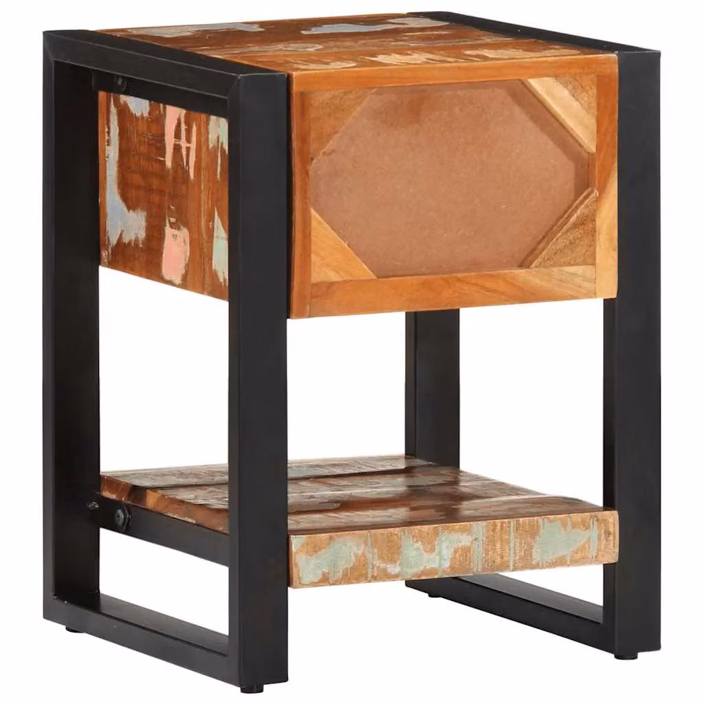 Berkfield Home Multicolour Reclaimed Mango Wood Bedside Cabinet W/D/H: 35 x 34 x 45 cm – 4