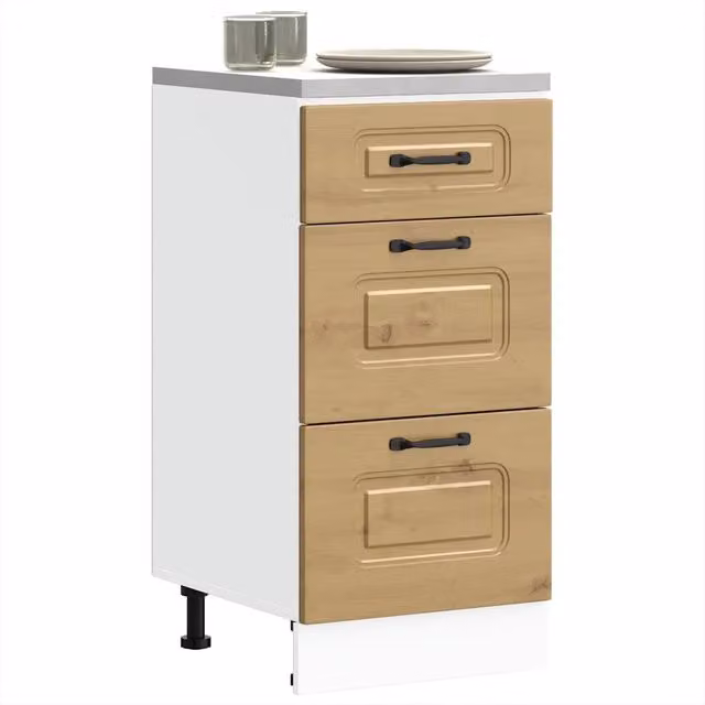 Berkfield Home Kalmar Artisan Oak Kitchen Base Unit in Brown and Multicolour – 1