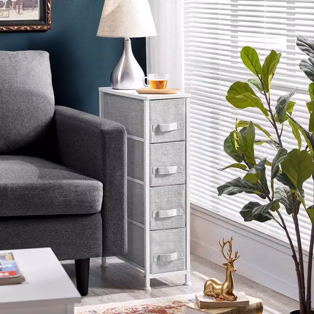 Yaheetech 4-Drawer Slim Fabric Storage Tower in Grey