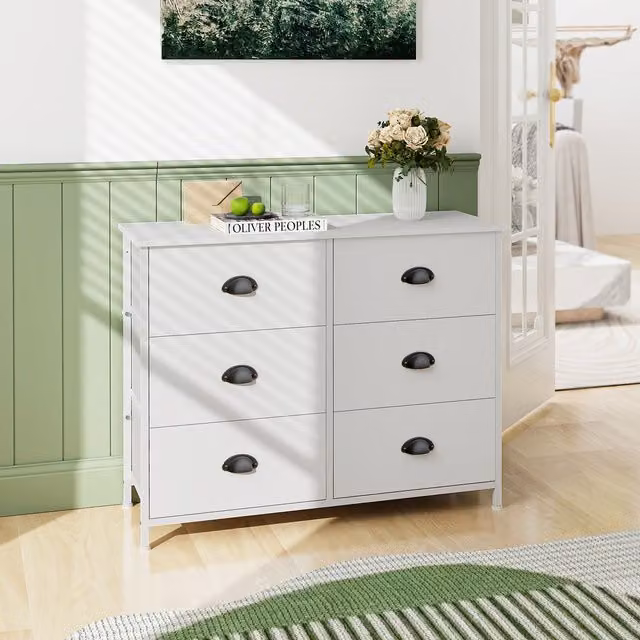 COSTWAY 6 Drawer Dresser Organizer in White