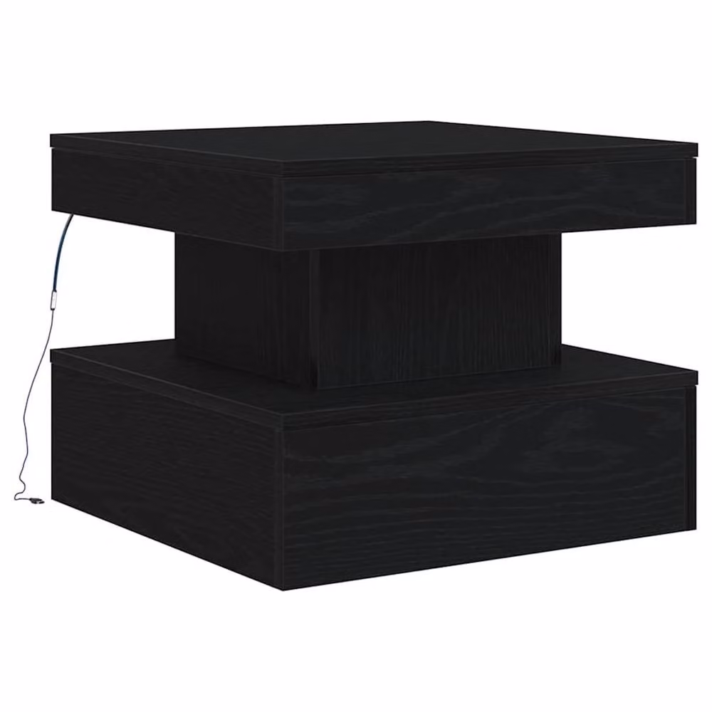 Berkfield Home Modern Square Coffee Table with LED Lights in Black Oak, W/D/H: 50 x 50 x 40 cm – 3