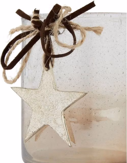 KDMK Coffee Ombre Star Glass Votive Candle Holder in Brown and White