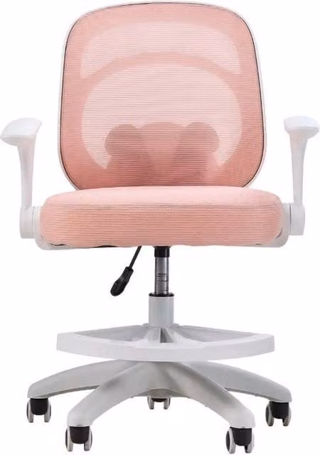 FORGEVIO Adjustable Panda Type Childrens Task Chair in Pink and White Fabric