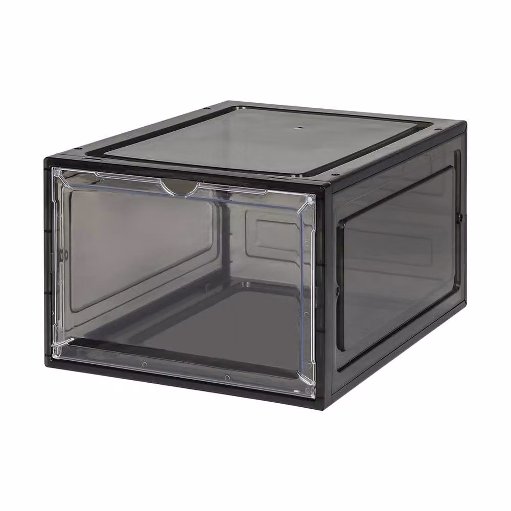 FORGEVIO Black 6 Pack Transparent Clear Stackable Acrylic Shoe Storage Box Rack, Width: 50 cm – 4