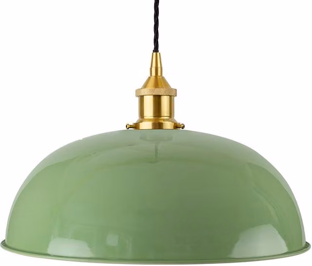 SE Home Worcester Pendant Light in Mint Green with Polished Brass and Black Details