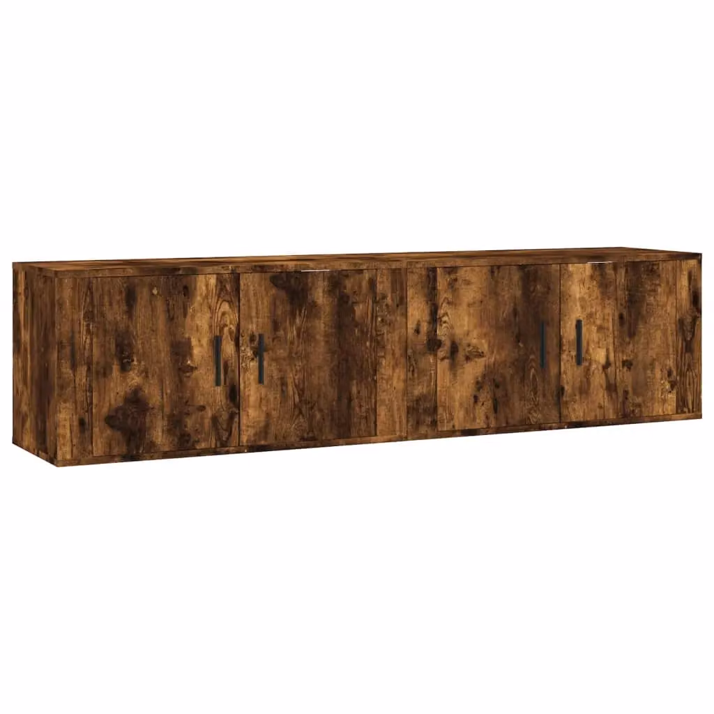 Berkfield Home Set of 2 Wall-mounted TV Cabinets, Smoked Oak Brown, W/D/H: 80 x 34.5 x 40 cm – 2