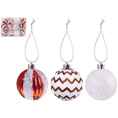 PMS 513719 Candy Cane Striped Bauble Hanging Christmas Tree Decorations, Multicolour, 3 Pieces