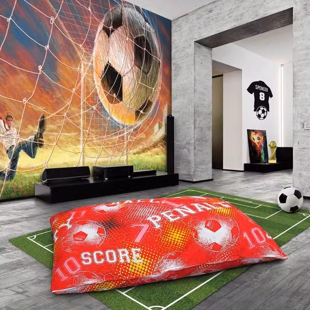 Velosso Red Football Floor Cushion in Polyester