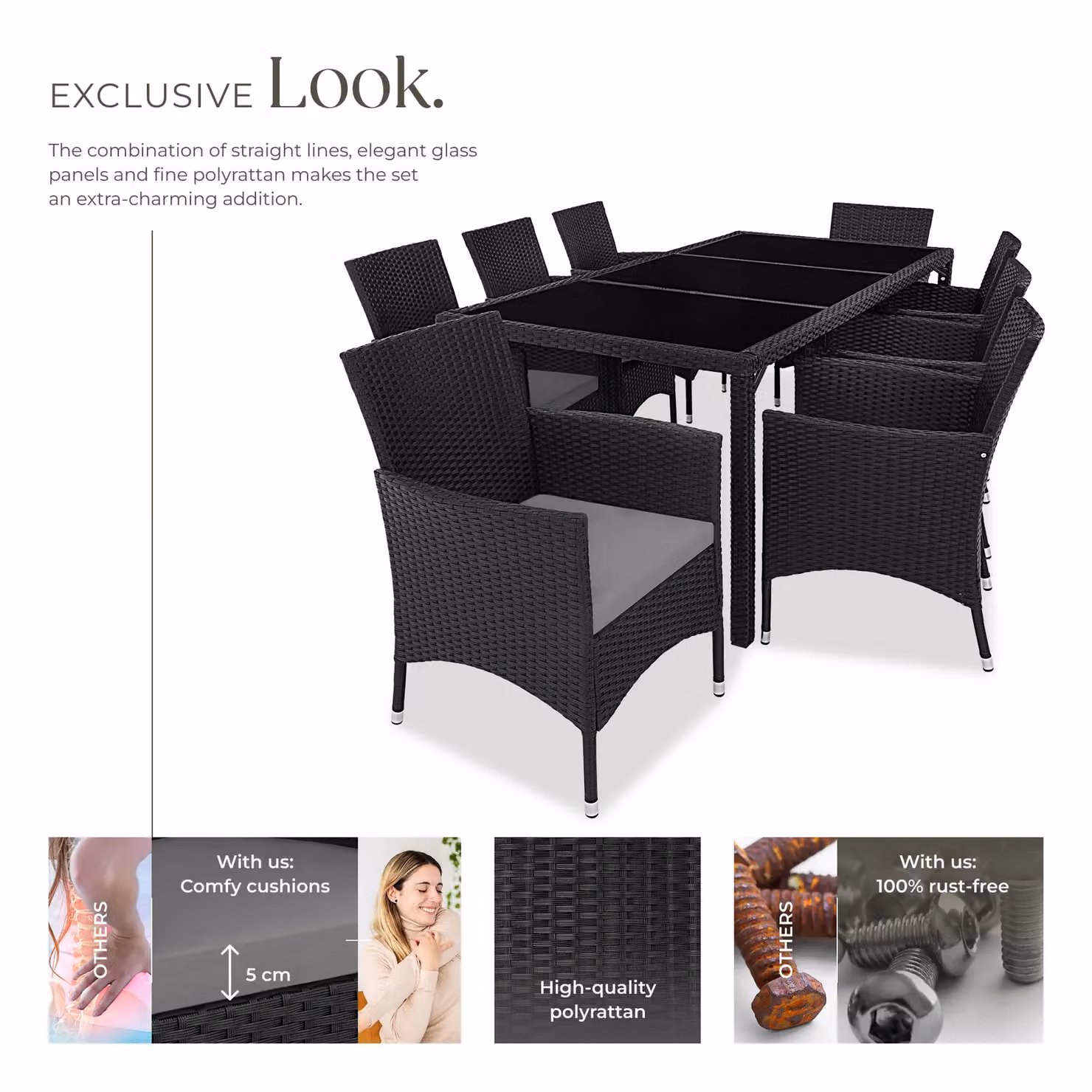 tectake Almansa Garden Furniture Set in Bronze and Black – 3