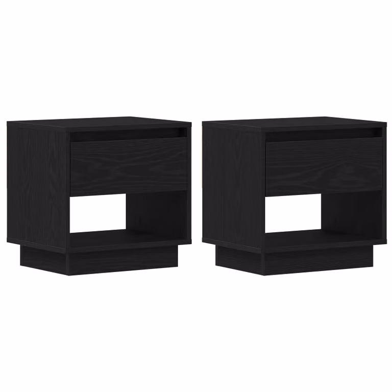 Berkfield Home Black Oak Bedside Cabinet Set of 2, W/D/H: 45 x 34 x 49 cm