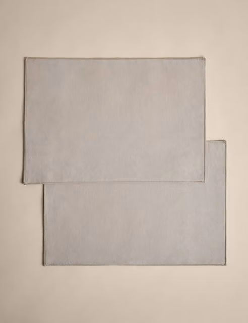 M&S Set of 2 Rectangular Cotton and Linen Placemats in Beige