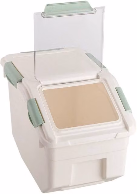 PAWNORA Airtight Food Storage Box, Green and White, 10 kg – 1