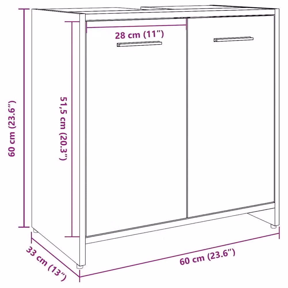 Berkfield Home Rustic Brown Bathroom Sink Cabinet in Engineered Wood W/D/H: 60 x 33 x 60 cm – 4