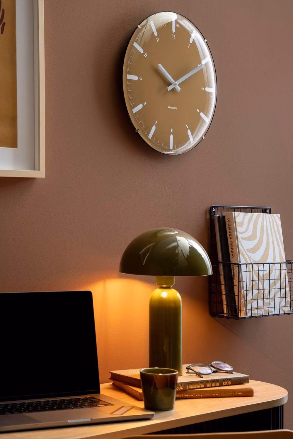 PRESENT TIME Karlsson Round Analog Wall Clock in Ochre Yellow – 2