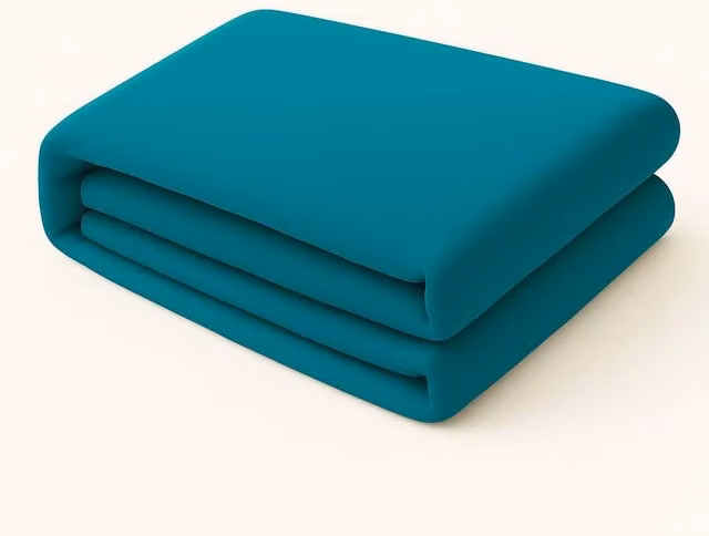 Homes-Linen Plain Dyed Polycotton Blend Easy Care Flat Sheet in Petrol, W/D/H: 140 x 200 cm – 1