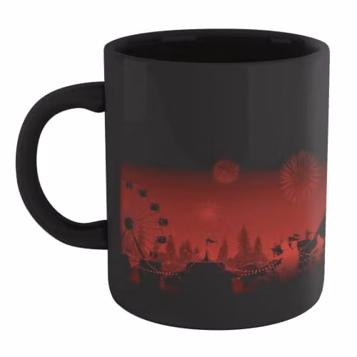 Zavvi Official Stranger Things Red Carnival Background Ceramic Mug in Black and Red