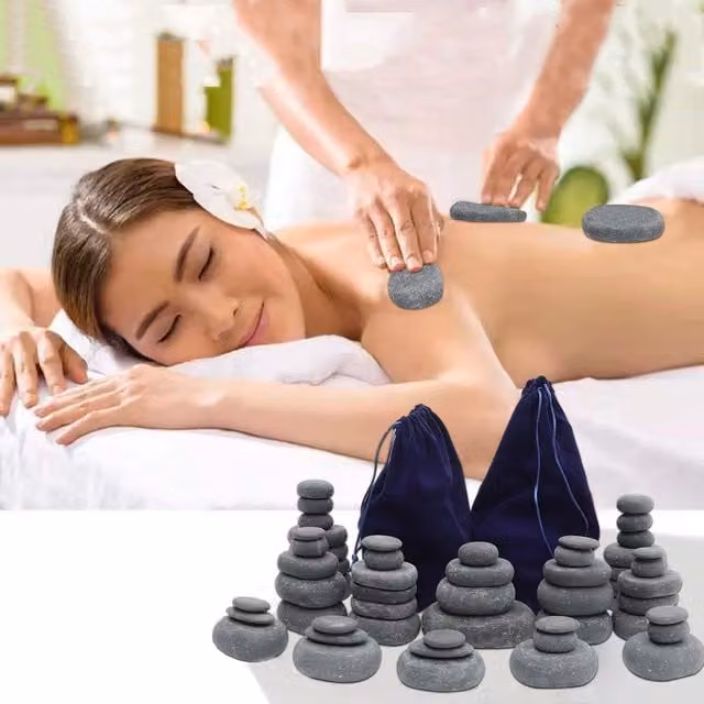 Livingandhome Basalt Stone Massage Set, Grey, 6.5kg