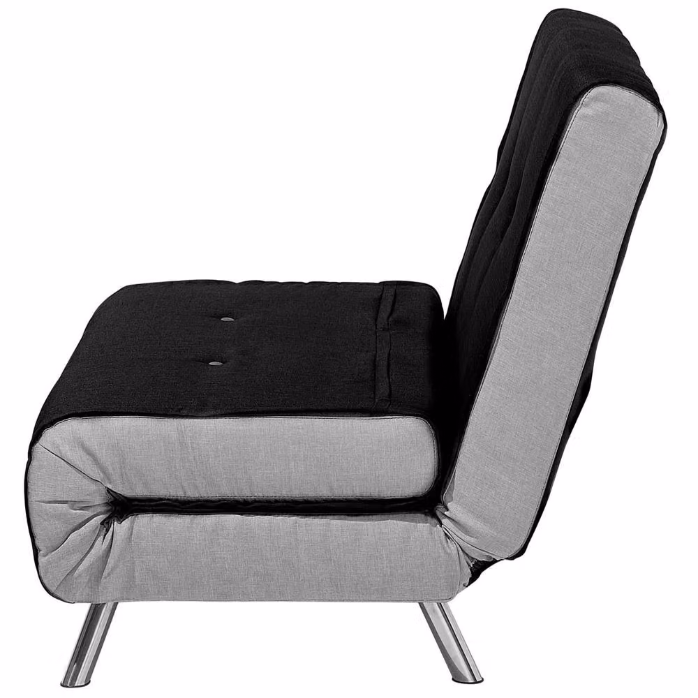 Wyld and Coco Black Woven Fabric Single Fold-Out Sofa Bed with Upholstered Metal Frame – 6