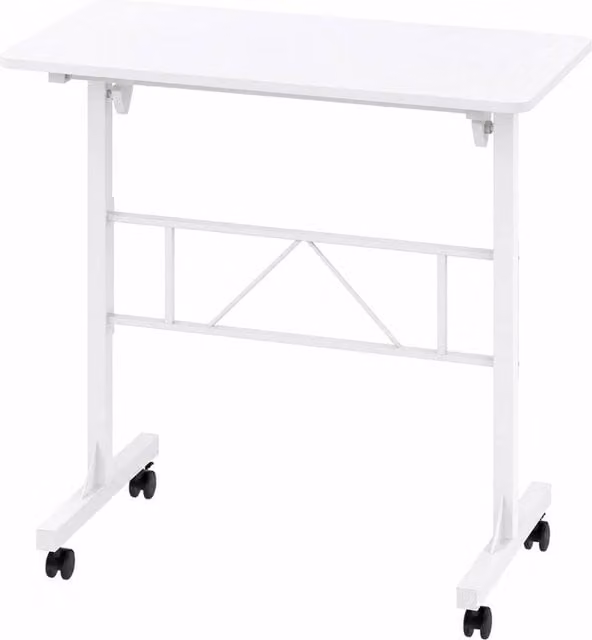 VOGREX Adjustable Height Standing Laptop Workstation in White with Castors – 1