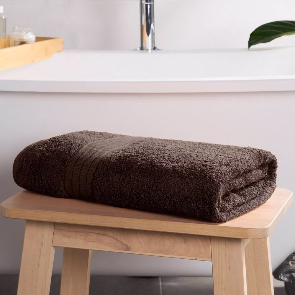 OHS Luxury Fluffy 100% Cotton Bath Sheet in Brown – 3