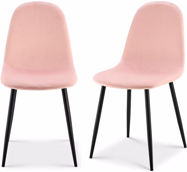 Bravich LTD Ron Velvet Dining Chairs in Pink, Pack of 4 – 1