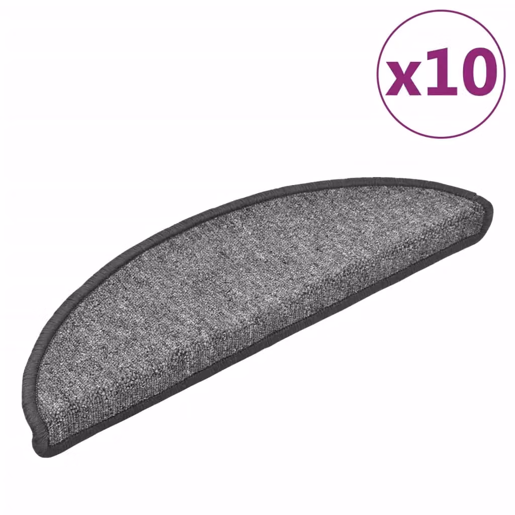 Berkfield Home Self-Adhesive Stair Mats, 10 Pack, Dark Grey, W: 56 cm, D: 17 cm, H: 3 cm – 2