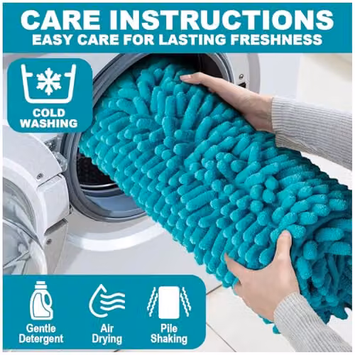Gaveno Cavailia Miami Chenille Loop Faux Fur Bath Mat in Teal, W: 50 cm, D: 80 cm – 6