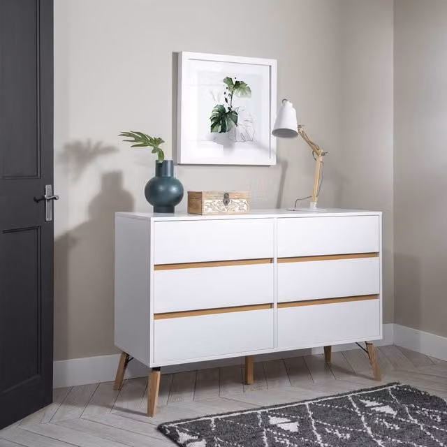 Nöa and Nani Otto 6 Drawer Chest of Drawers in White Pine Wood – 1