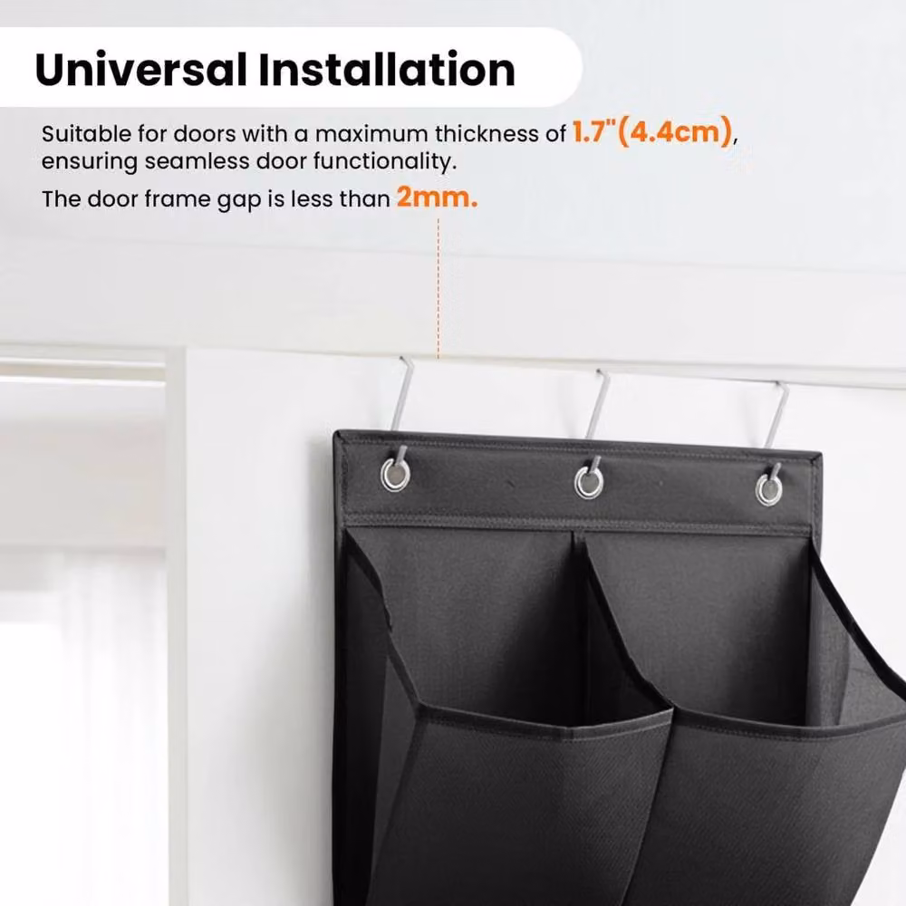 EONLION 2-Piece Black Over The Door Shoe Organiser with 11 Hanging Storage Pockets – 3