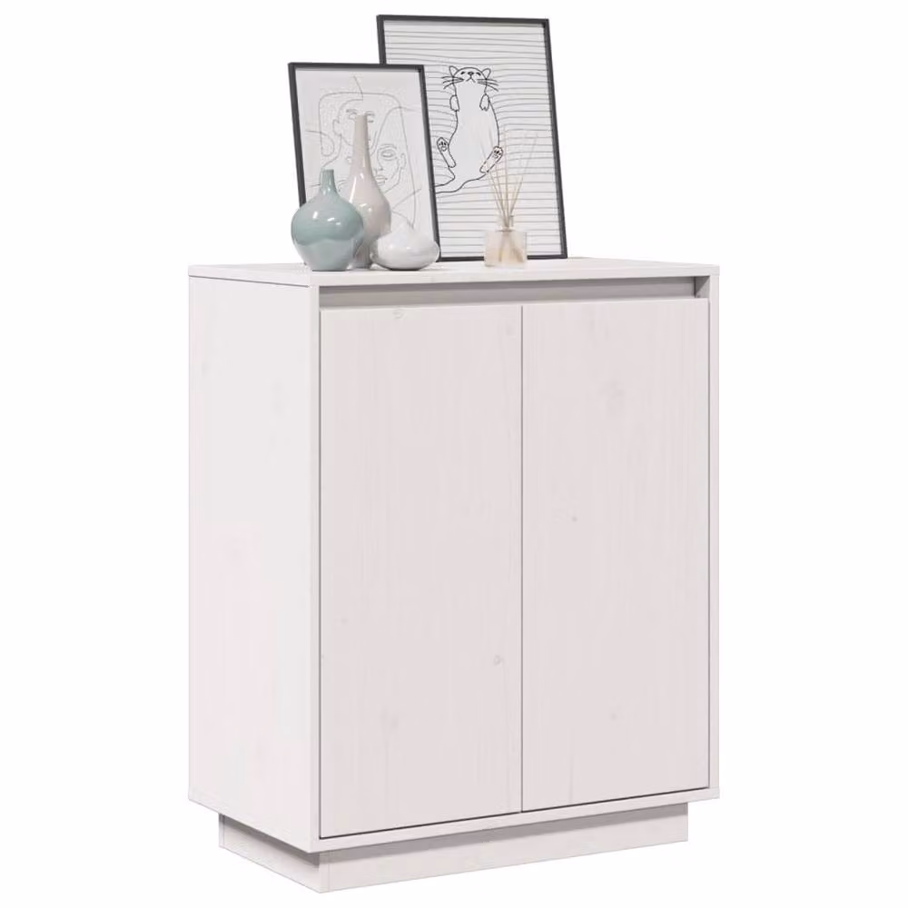 Berkfield Home White Solid Wood Pine Sideboard W/D/H: 60 x 34 x 75 cm – 2