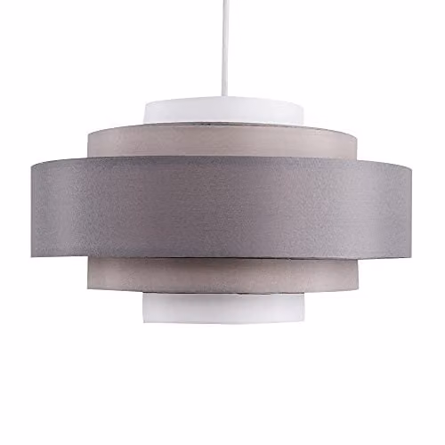ValueLights Hampshire Modern 5 Tier Grey Fabric Ceiling Pendant Light Shade, Width: 35 cm – 1