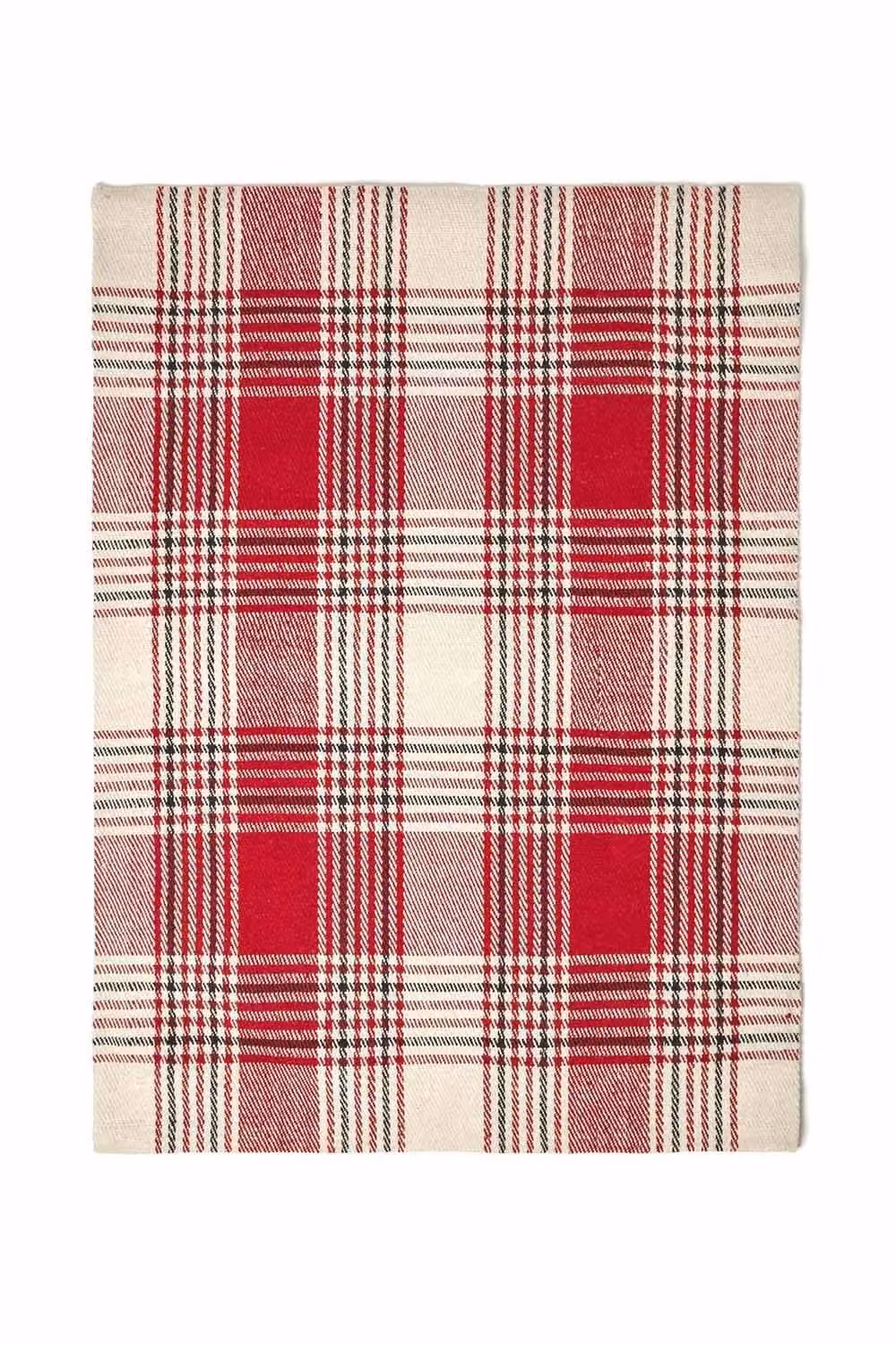 Homescapes Walker Red and White Tartan Check Non-Slip 100% Wool Rug, W/D/H: 70 x 120 cm – 2