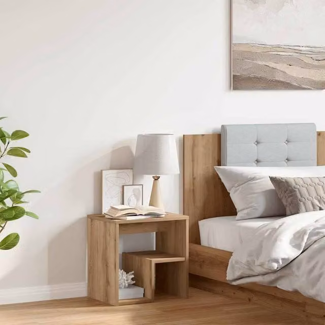 Berkfield Home Artisan Oak Bedside Cabinet in Brown, W/D/H: 40 x 30 x 40 cm
