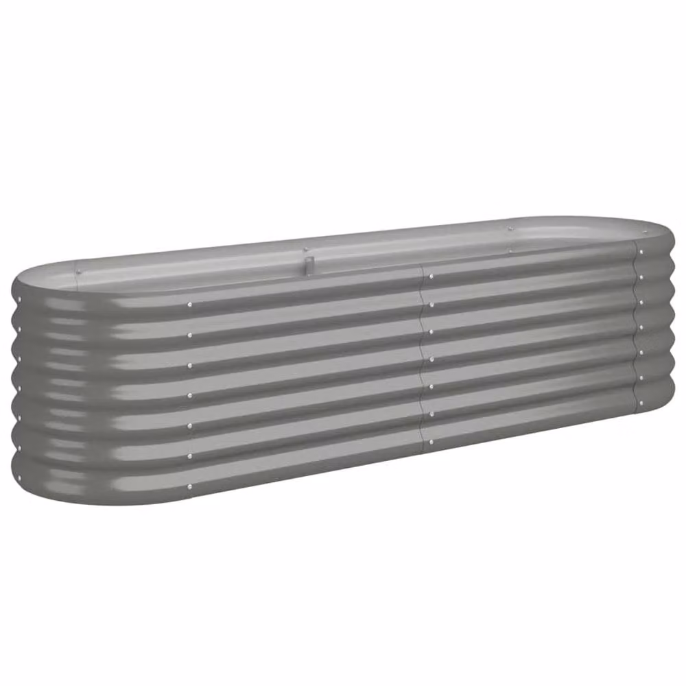Berkfield Home Garden Raised Bed in Grey Powder-coated Steel, W/D/H: 152 x 40 x 36 cm – 2