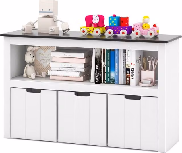 Costway Kids Toy Storage Organizer Bookcase in White