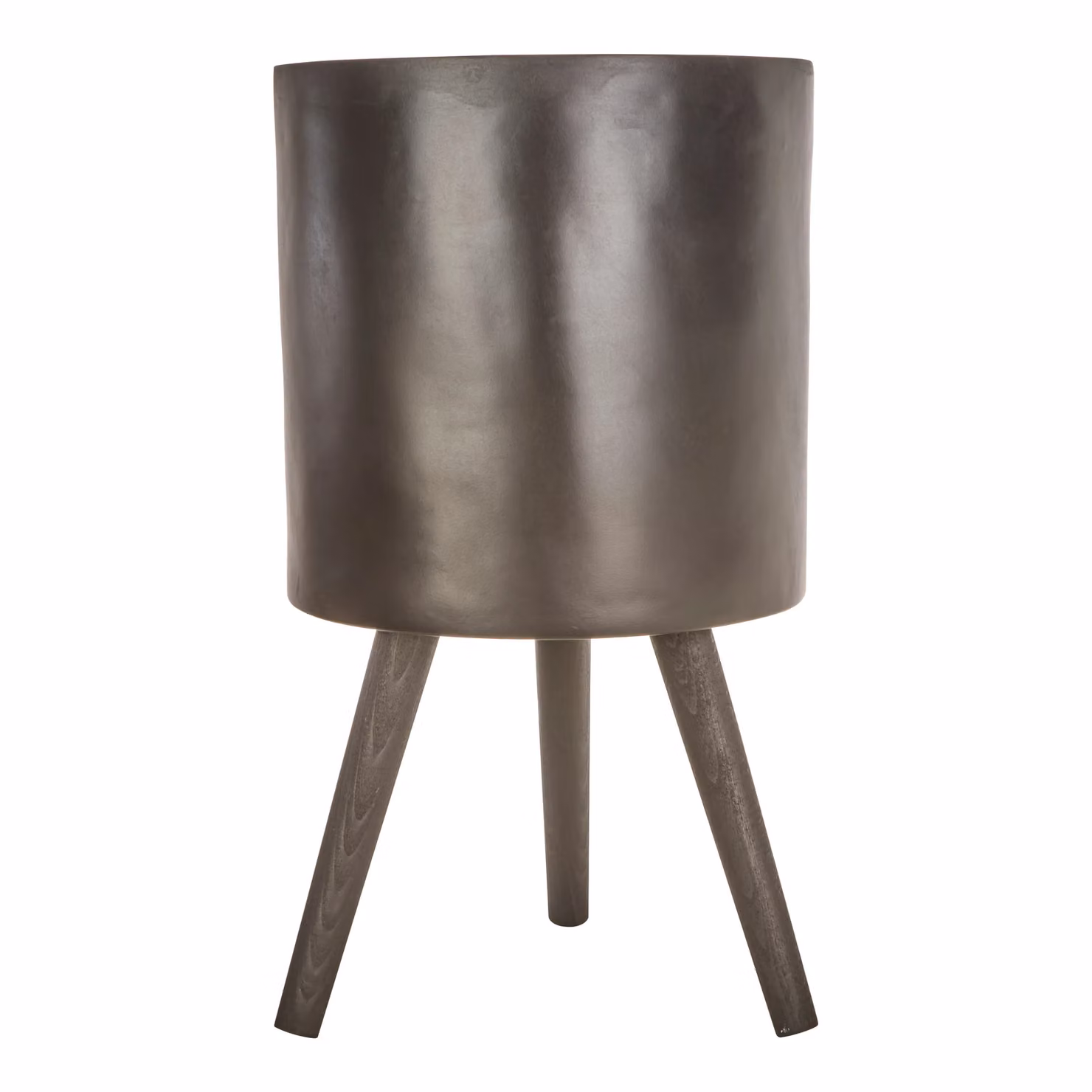 Orsina Modern Round Tabletop Wood Planter in Black and Gold – 3