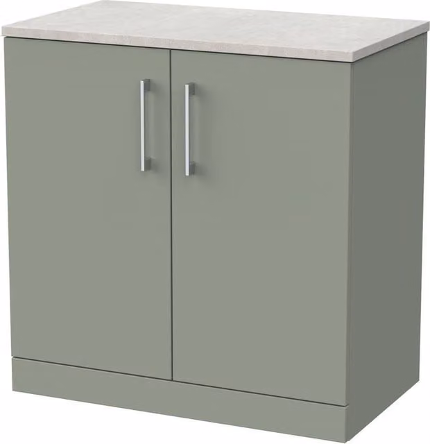 Balterley Pershall 2 Door Bathroom Vanity with White Sparkle Top, Reed Green, Width: 80 cm