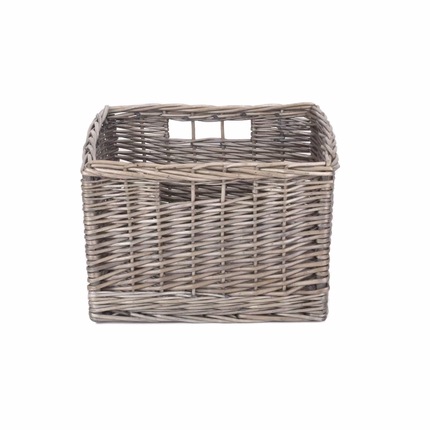 Red Hamper Wicker Square Antique Wash Unlined Storage Basket in Brown with Handles – 2