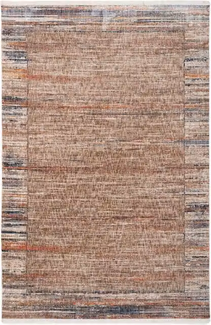The Rug House Multicolour Terracotta Floral Modern Rectangular Area Rug with Fringes, W: 230 cm, D: 160 cm
