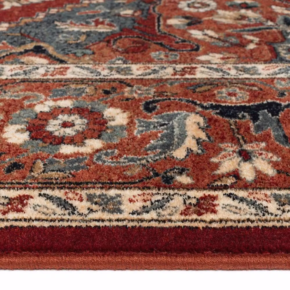 The Rug Shop UK Red Floral Traditional Wool and Jute Area Rug W/D/H: 135 x 200 cm – 2