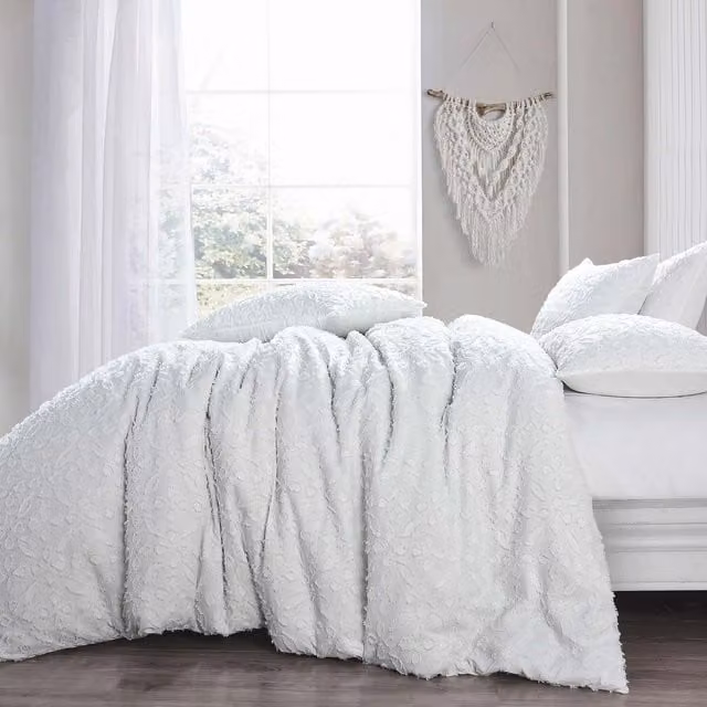 Astra Shabby Chic Vintage Floral Duvet Set and Pillowcase, White, W: 140 cm, H: 200 cm