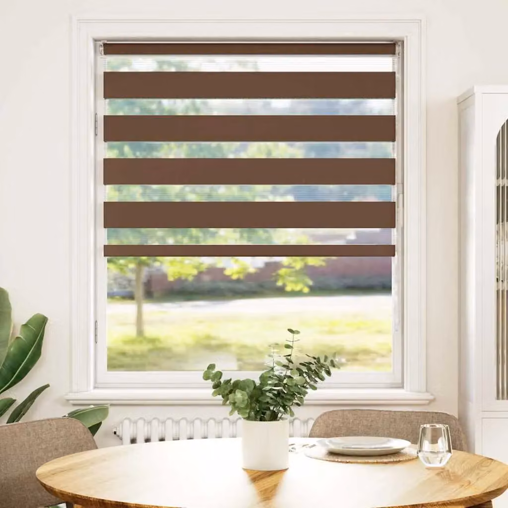 Berkfield Home Brown Zebra Day and Night Blind, W: 110 cm, H: 100 cm – 2