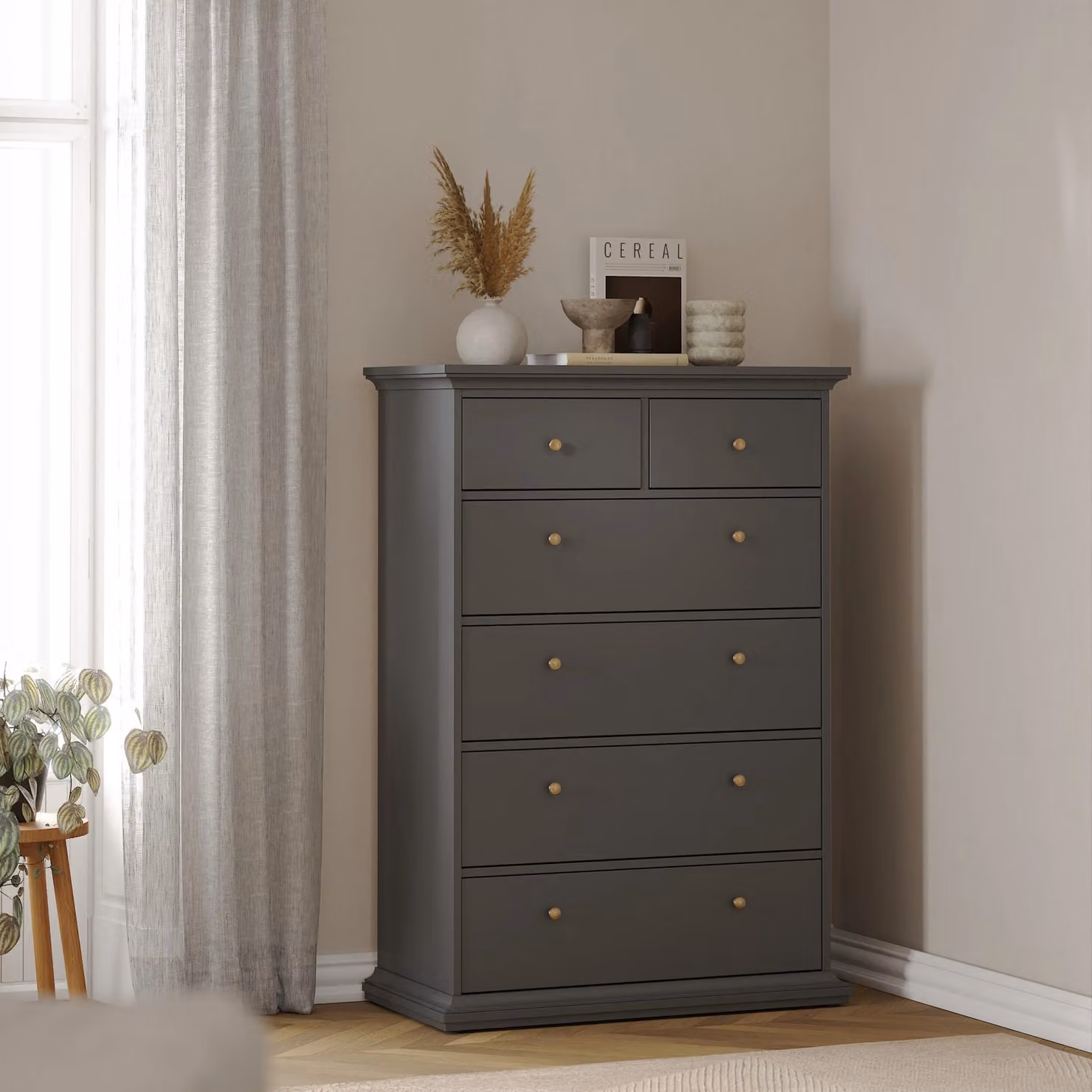 Furniture To Go Paris Classic 6 Drawer Chest in Grey Matt – 5