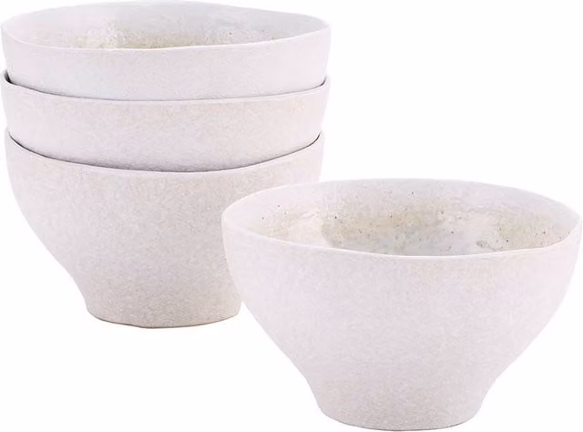 Stellar Mylor White Stoneware Cereal Bowl Set of 4, Diameter: 14 cm